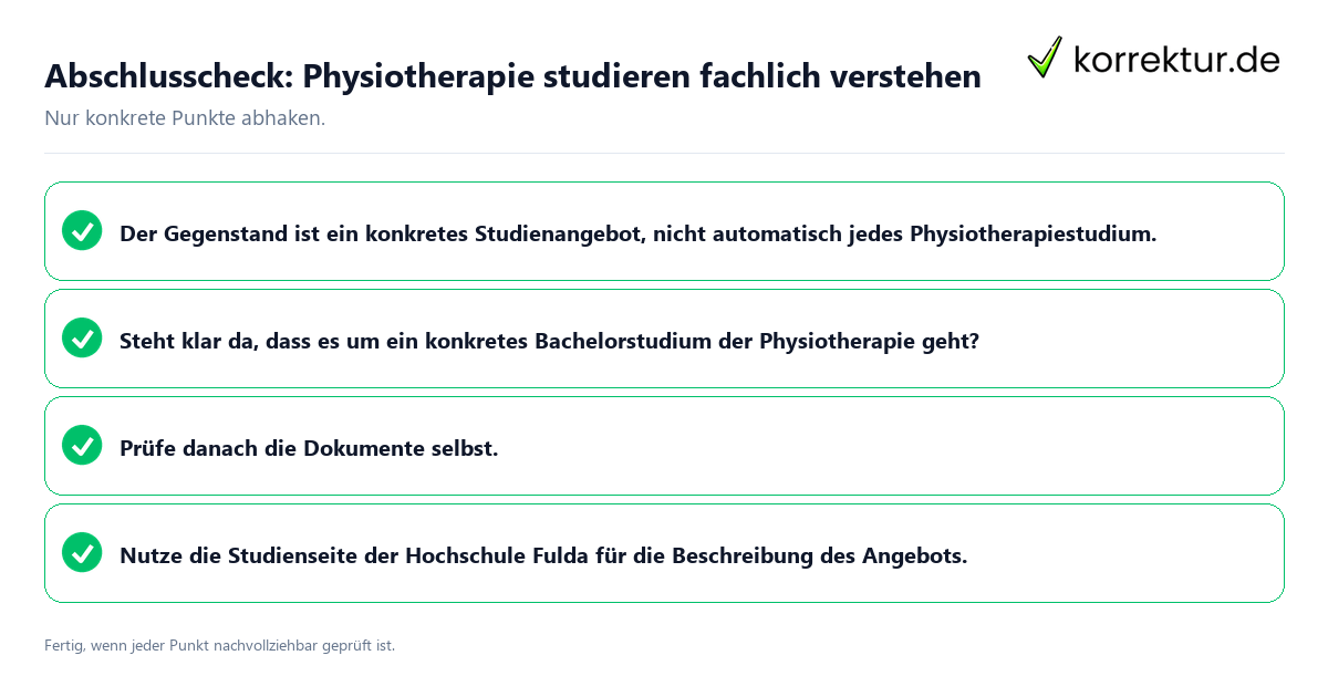 Konkreter Abschlusscheck zu Physiotherapie studieren fachlich verstehen