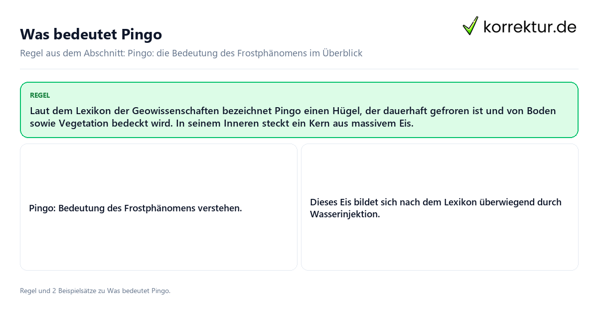 Konkrete Regel und vollständige Beispielsätze zu Was bedeutet Pingo