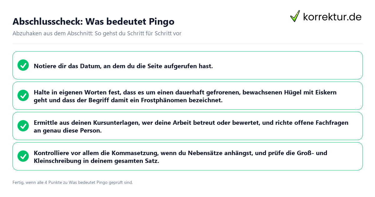 Konkreter Abschlusscheck zu Was bedeutet Pingo