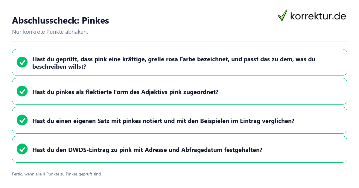 Konkreter Abschlusscheck zu Pinkes