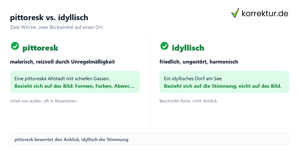 pittoresk vs. idyllisch Pittoresk Bedeutung: Vergleich pittoresk und idyllisch