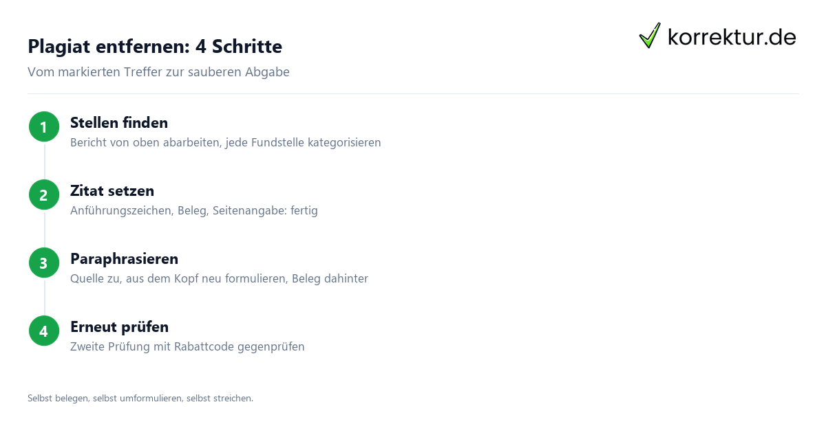 Plagiat entfernen – Stellen kategorisieren Plagiat entfernen Schritt 1: Fundstellen im Plagiatsbericht kategorisieren
