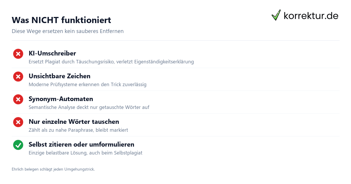 Plagiat entfernen in 4 Schritten: finden, zitieren, paraphrasieren, erneut pruefen