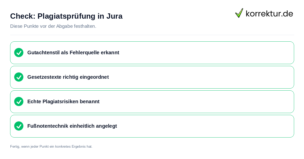 Check: Plagiatsprüfung in Jura Plagiatsprüfung in Jura: Prüfliste mit vier Punkten