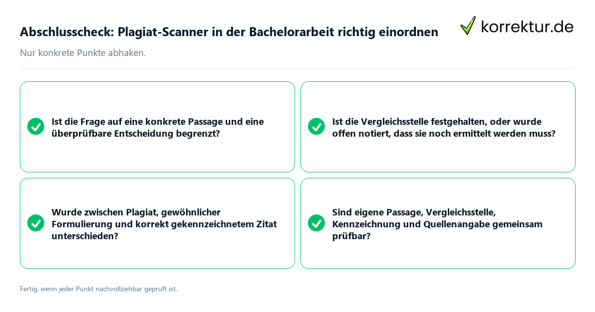 Konkreter Abschlusscheck zu Plagiat-Scanner in der Bachelorarbeit richtig einordnen