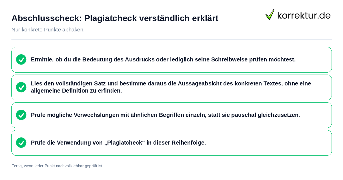 Abschlusscheck: Plagiatcheck verständlich erklärt Konkreter Abschlusscheck zu Plagiatcheck verständlich erklärt