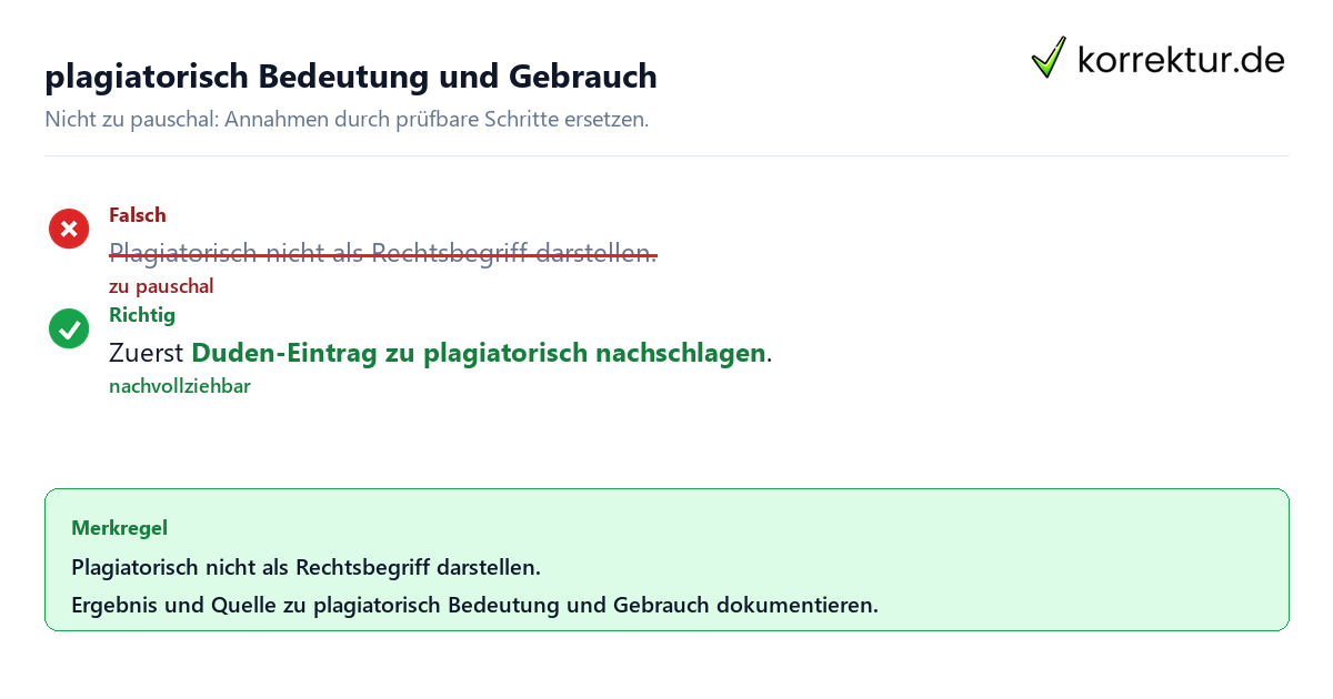 Ungeeignete und belastbare Vorgehensweise bei plagiatorisch Bedeutung und Gebrauch