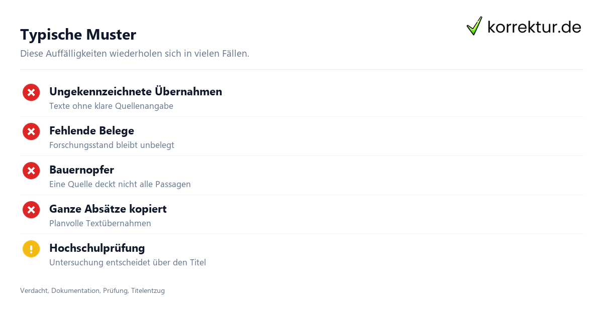 Plagiatsaffäre, typische Muster bei berühmten Fällen