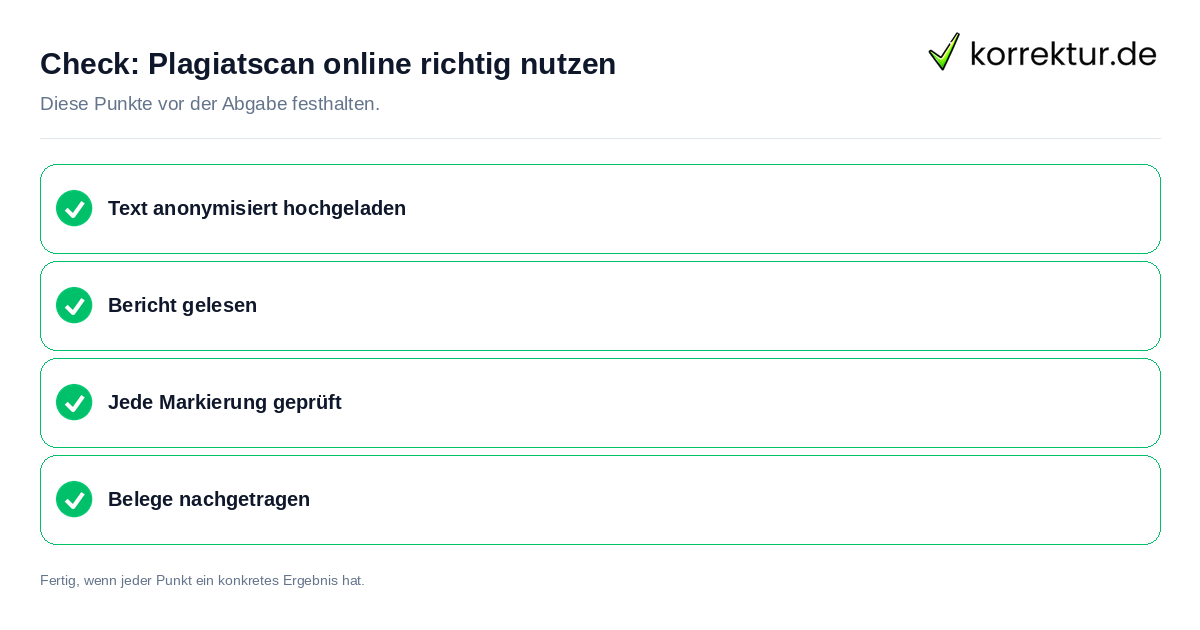 Check: Plagiatscan online richtig nutzen Plagiatscan online richtig nutzen: Prüfliste mit vier Punkten