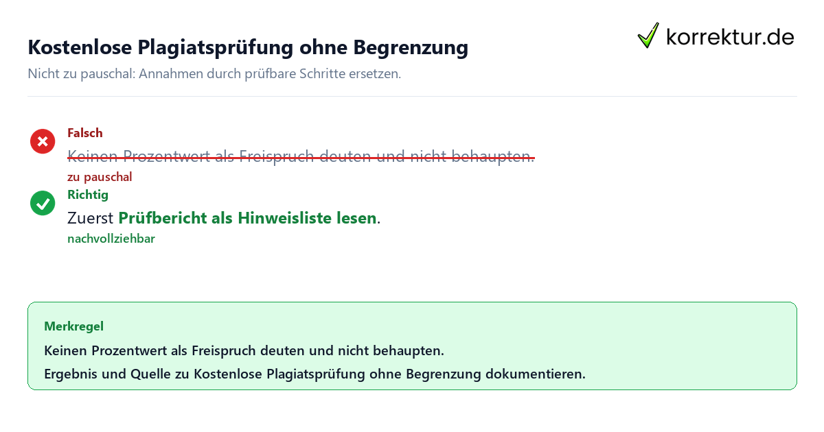 Ungeeignete und belastbare Vorgehensweise bei Kostenlose Plagiatsprüfung ohne Begrenzung