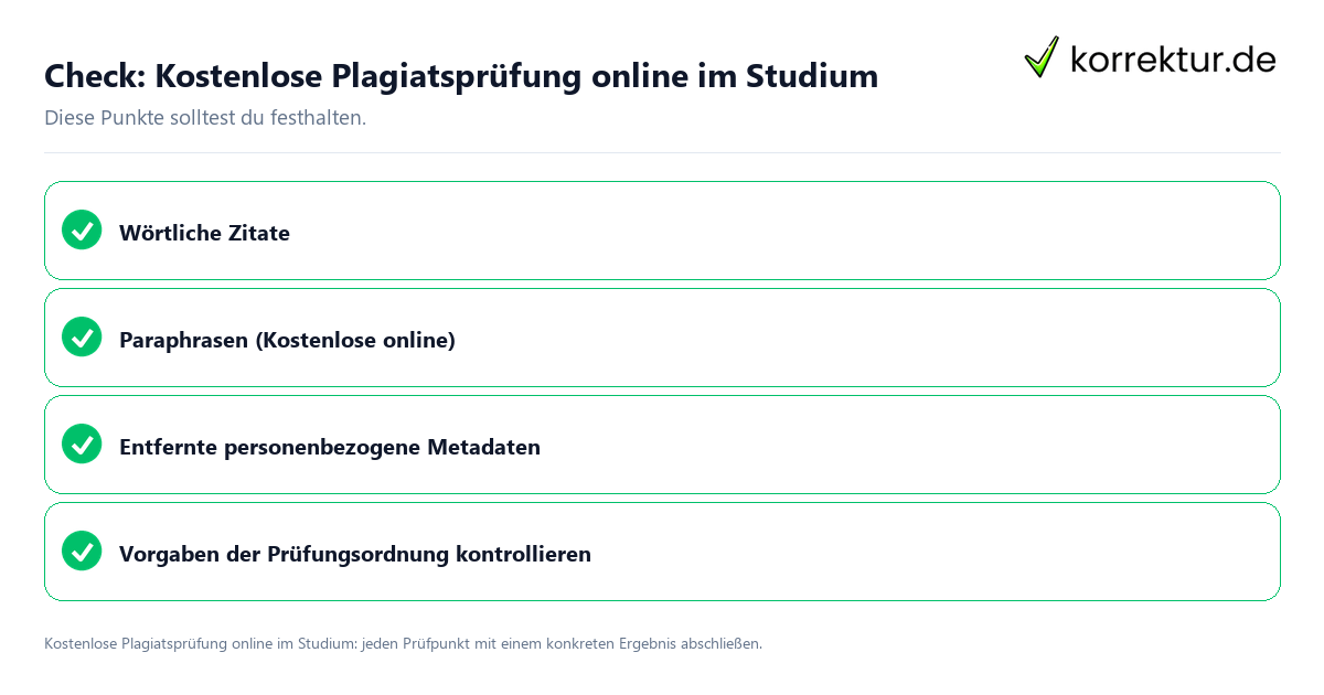 Check: Kostenlose Plagiatsprüfung online im Studium Kostenlose Plagiatsprüfung online im Studium mit einer themenspezifischen Checkliste