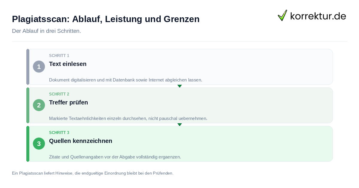 Plagiatsscan: Ablauf, Leistung und Grenzen Plagiatsscan: Ablauf, Leistung und Grenzen: der Ablauf in drei Schritten