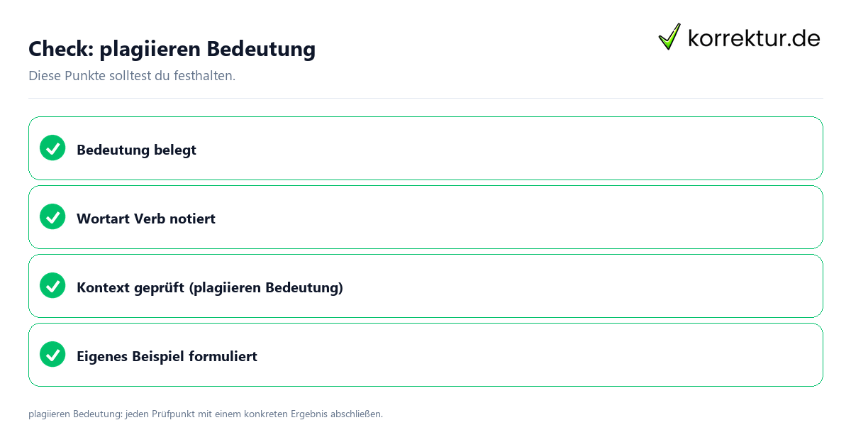 Plagiieren Bedeutung mit einer themenspezifischen Checkliste
