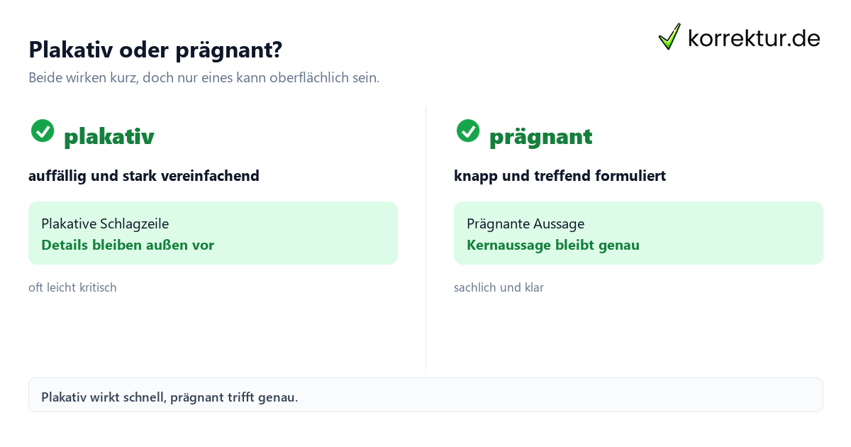Plakativ oder prägnant? plakativ Bedeutung im Vergleich zu prägnant erklärt