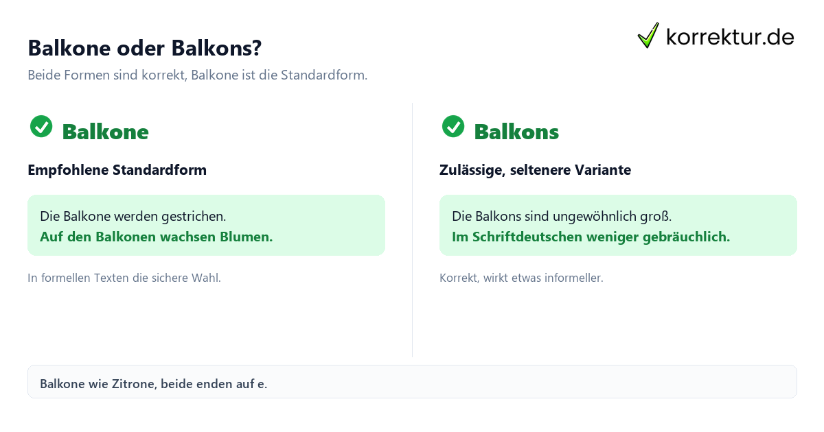 Plural von Balkon: Balkone und Balkons im Vergleich