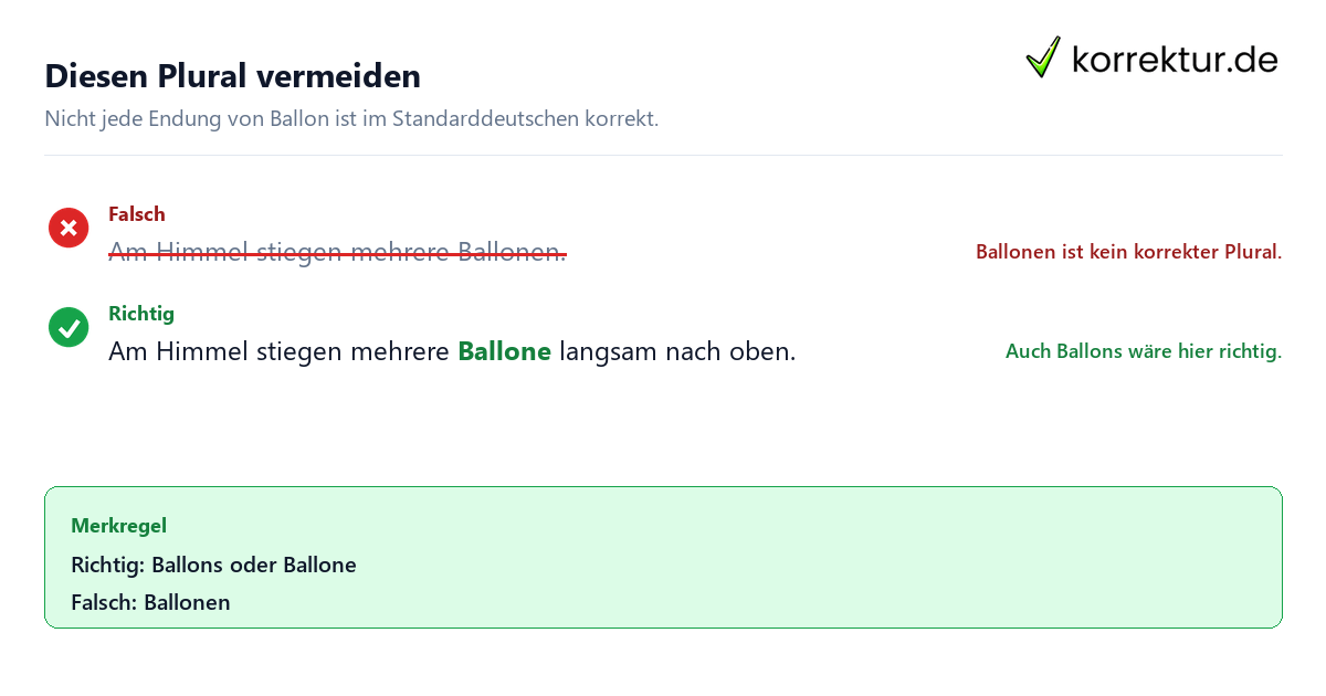 Plural von Ballon: falsche Form Ballonen vermeiden