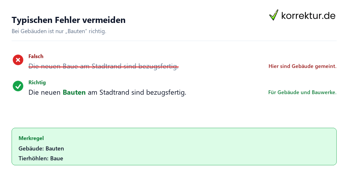 Plural von Bau richtig verwenden: Bauten statt Baue