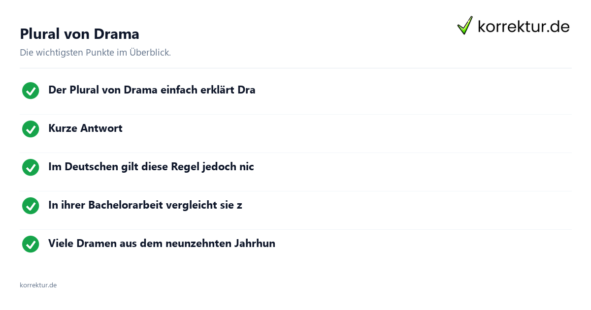 Plural von Drama Plural von Drama: Überblick