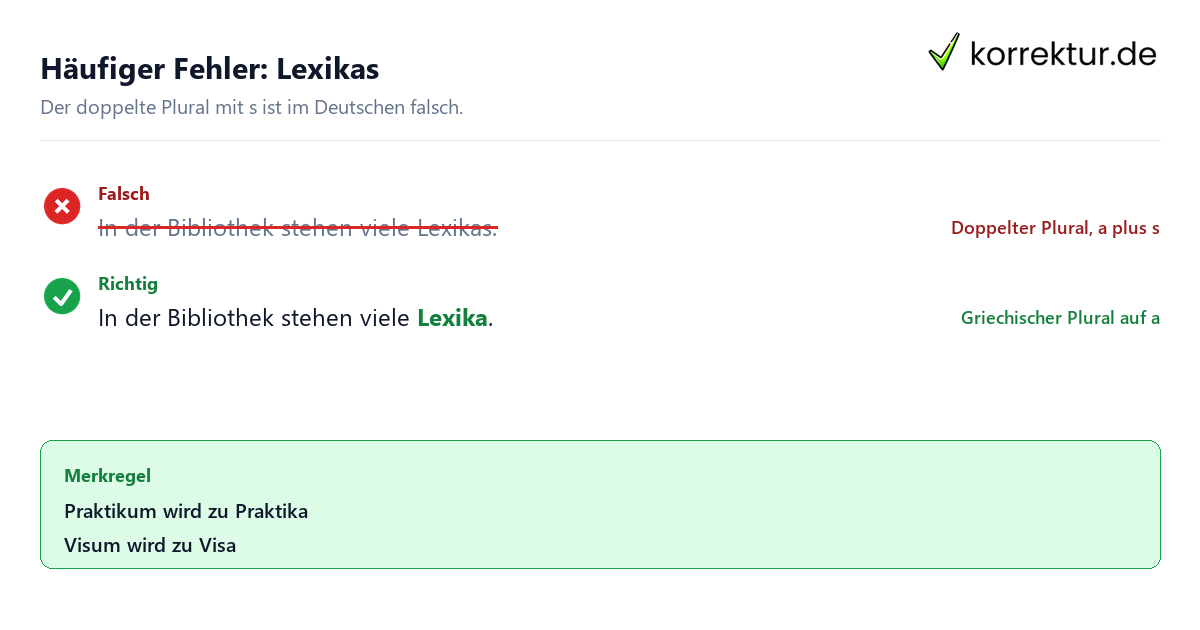 Plural von Lexikon: typischer Fehler Lexikas korrigiert