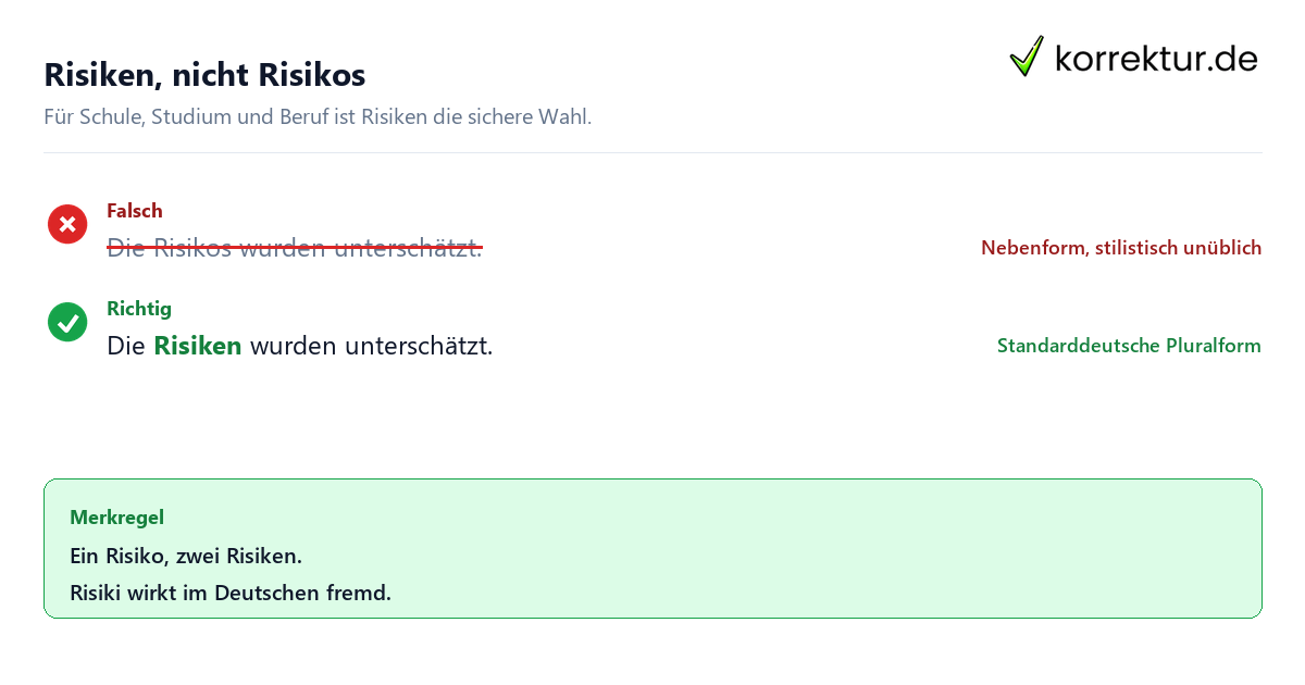 Plural von Risiko Plural von Risiko