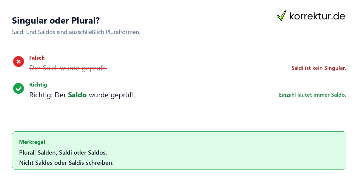 Plural von Saldo richtig verwenden: Saldi und Saldos