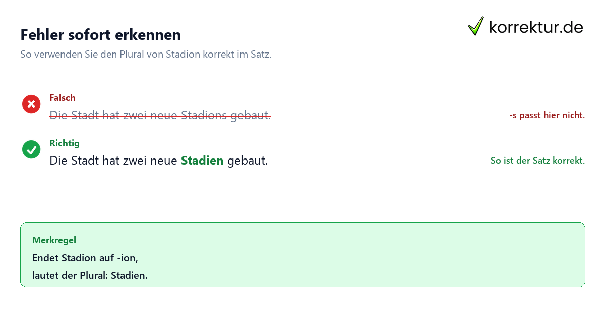 Plural von Stadion richtig schreiben: Stadien statt Stadions