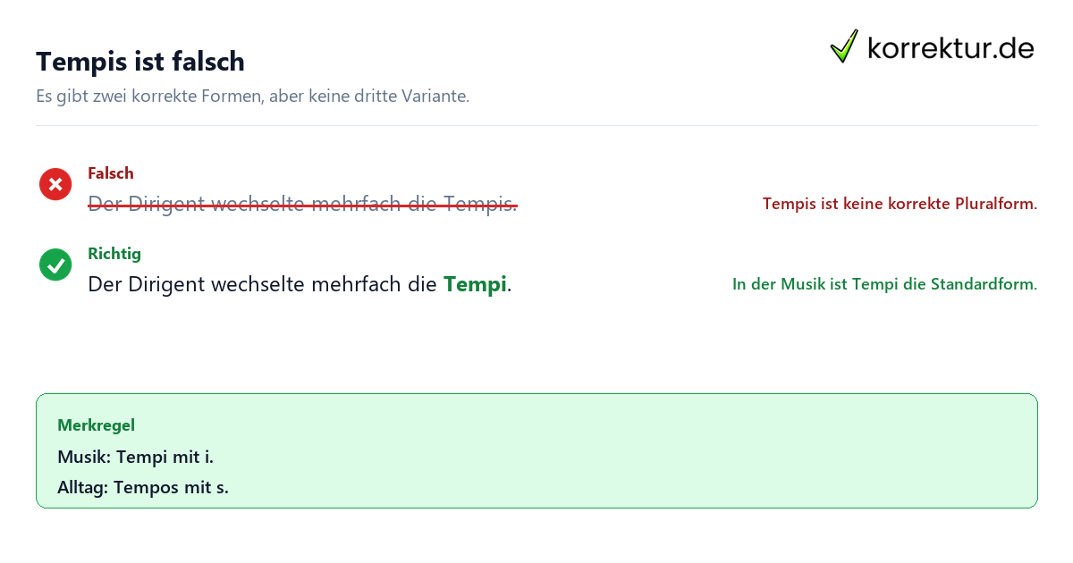 Plural von Tempo: falsche Form Tempis korrigieren