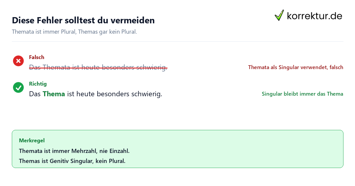 Plural von Thema: typische Fehler mit Themata und Themas