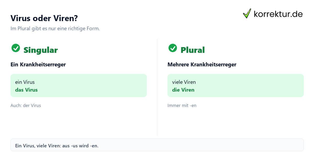 Plural von Virus: Vergleich zwischen Virus und Viren