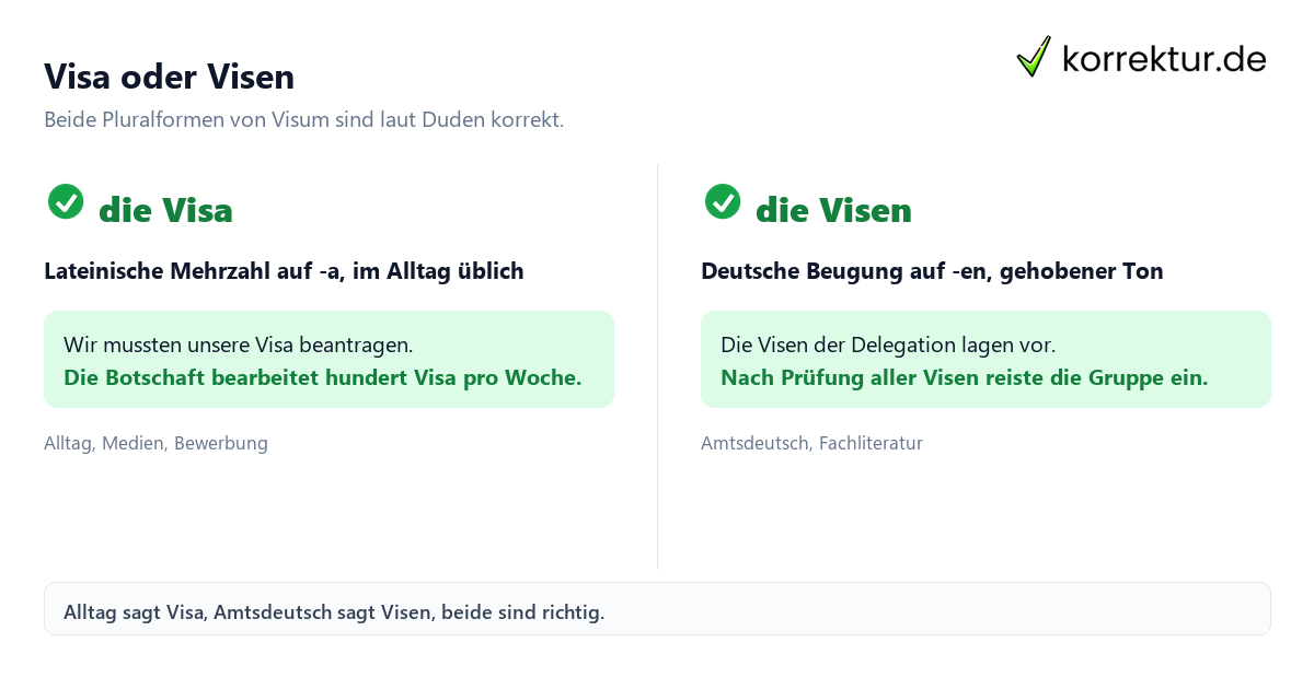 Plural von Visum: Visa oder Visen im Vergleich