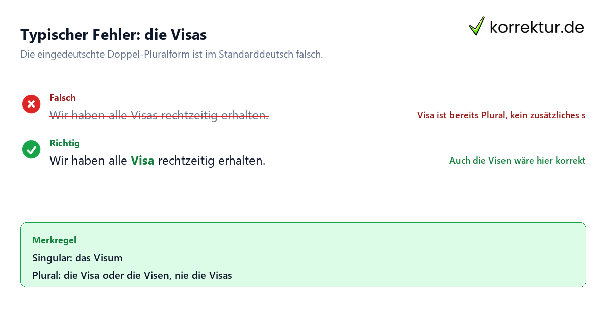Plural von Visum: häufige Fehler wie die Visas vermeiden