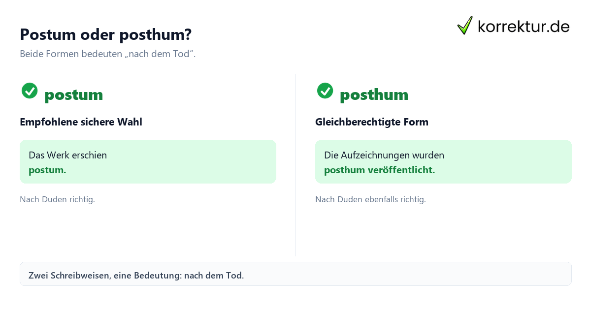Postum oder posthum? Postum oder posthum: Was ist richtig? Beide Schreibweisen im Vergleich