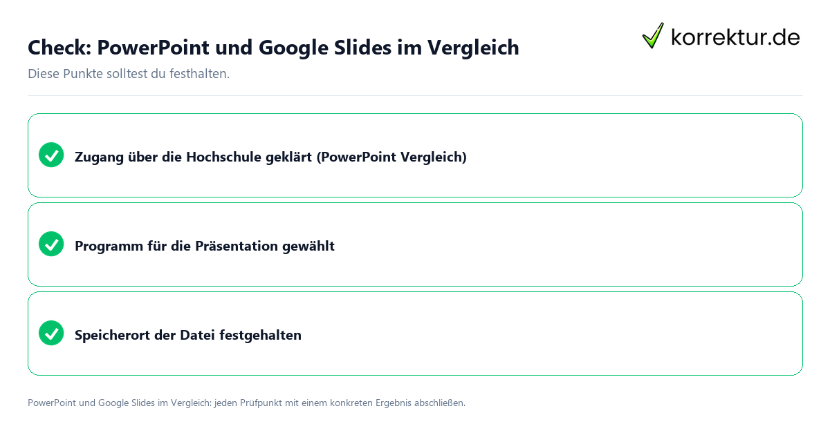 Check: PowerPoint und Google Slides im Vergleich PowerPoint und Google Slides im Vergleich mit einer themenspezifischen Checkliste