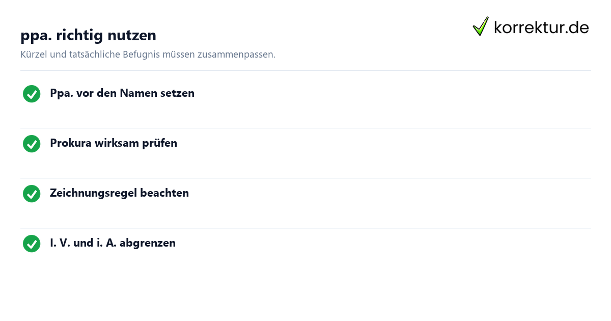 ppa. richtig nutzen ppa. Abkürzung bei Unterschrift