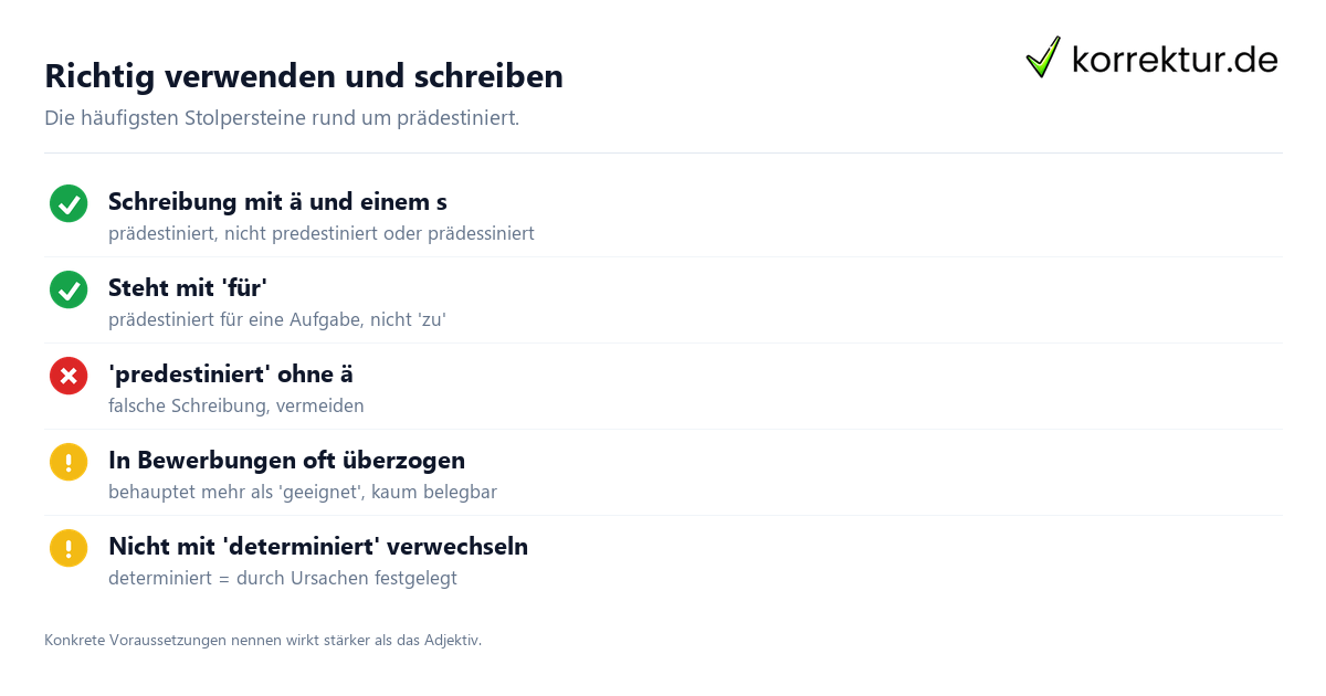 Prädestiniert Bedeutung