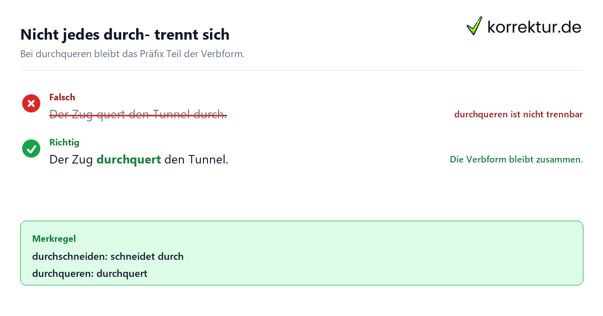 Nicht jedes durch- trennt sich Präfixverben trennbar oder nicht trennbar erkennen am Verb durchqueren