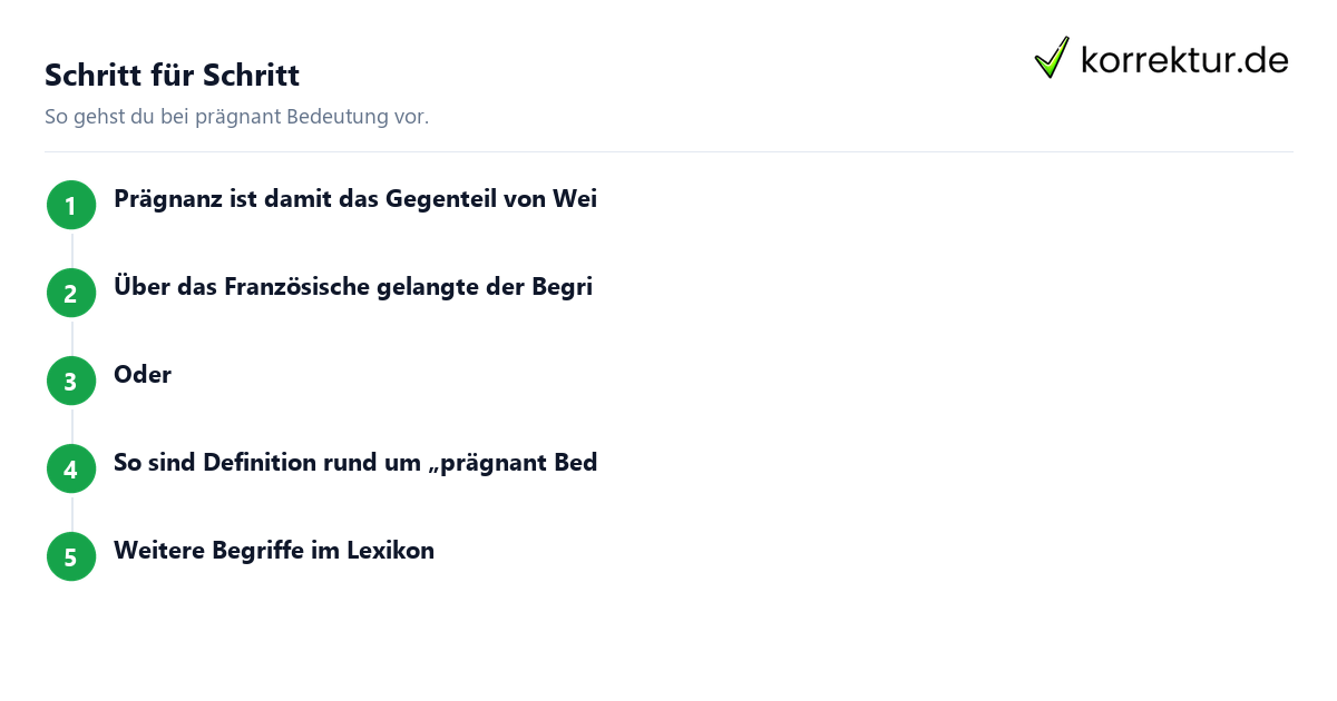 prägnant Bedeutung: Schritte