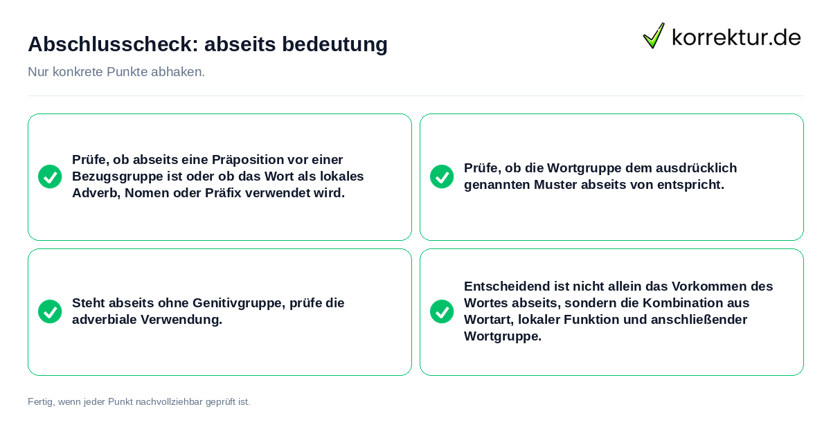 Konkreter Abschlusscheck zu abseits bedeutung