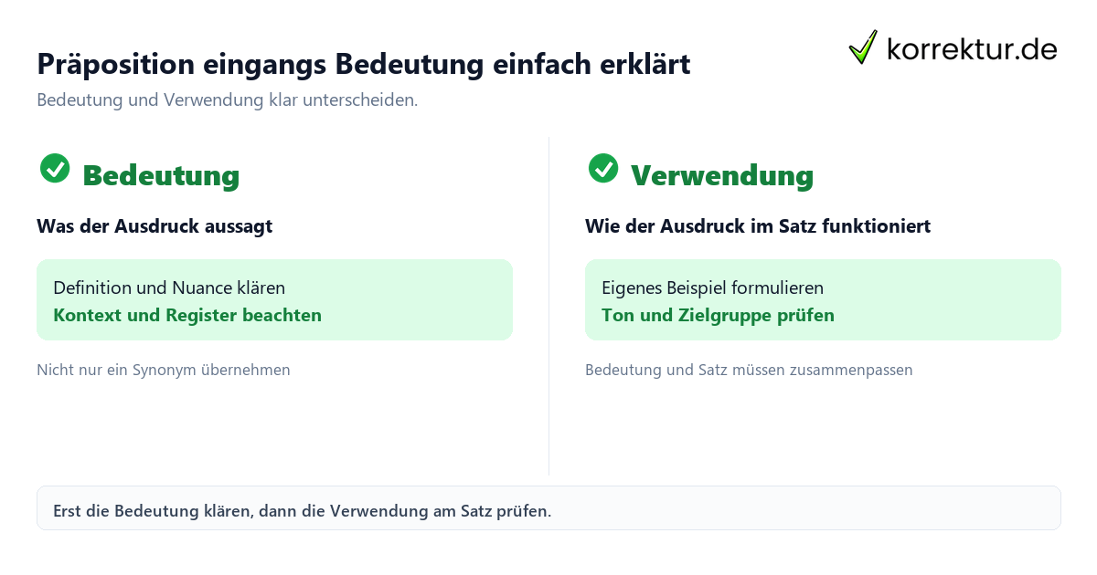 Präposition eingangs Bedeutung einfach erklärt Präposition eingangs Bedeutung einfach erklärt mit Bedeutung und passender Verwendung im Vergleich