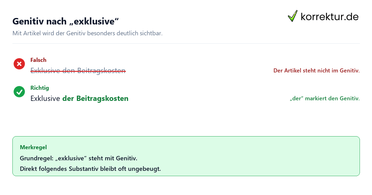 Genitiv nach „exklusive“ Exklusive richtig verstehen und verwenden: Genitiv bei exklusive
