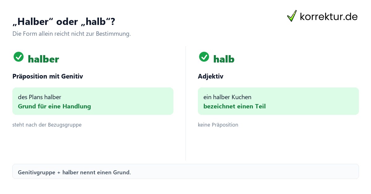 „Halber“ oder „halb“? Halber als Präposition richtig verstehen: Vergleich mit halb