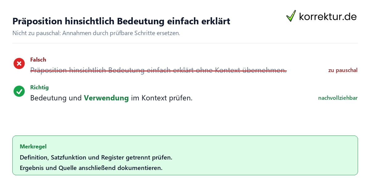 Ungeeignete und belastbare Vorgehensweise bei Präposition hinsichtlich Bedeutung einfach erklärt