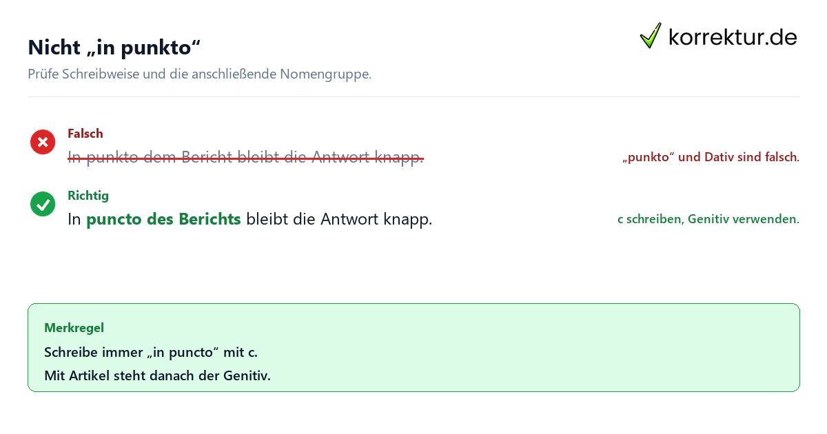 Nicht „in punkto“ Was bedeutet „in puncto“? Richtige Schreibweise und Genitiv