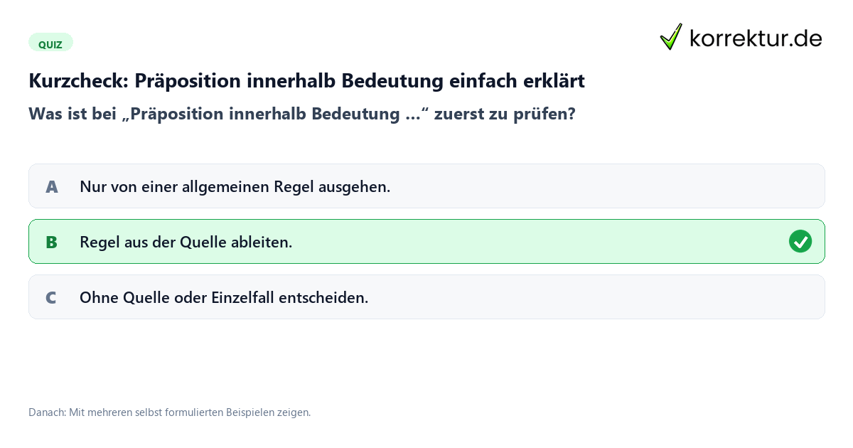 Präposition innerhalb Bedeutung einfach erklärt mit einem Kurzquiz zum sinnvollen nächsten Schritt