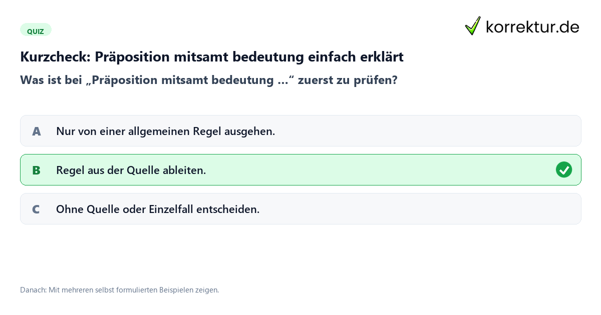 Präposition mitsamt bedeutung einfach erklärt mit einem Kurzquiz zum sinnvollen nächsten Schritt