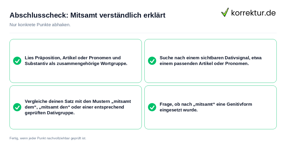 Konkreter Abschlusscheck zu Mitsamt verständlich erklärt