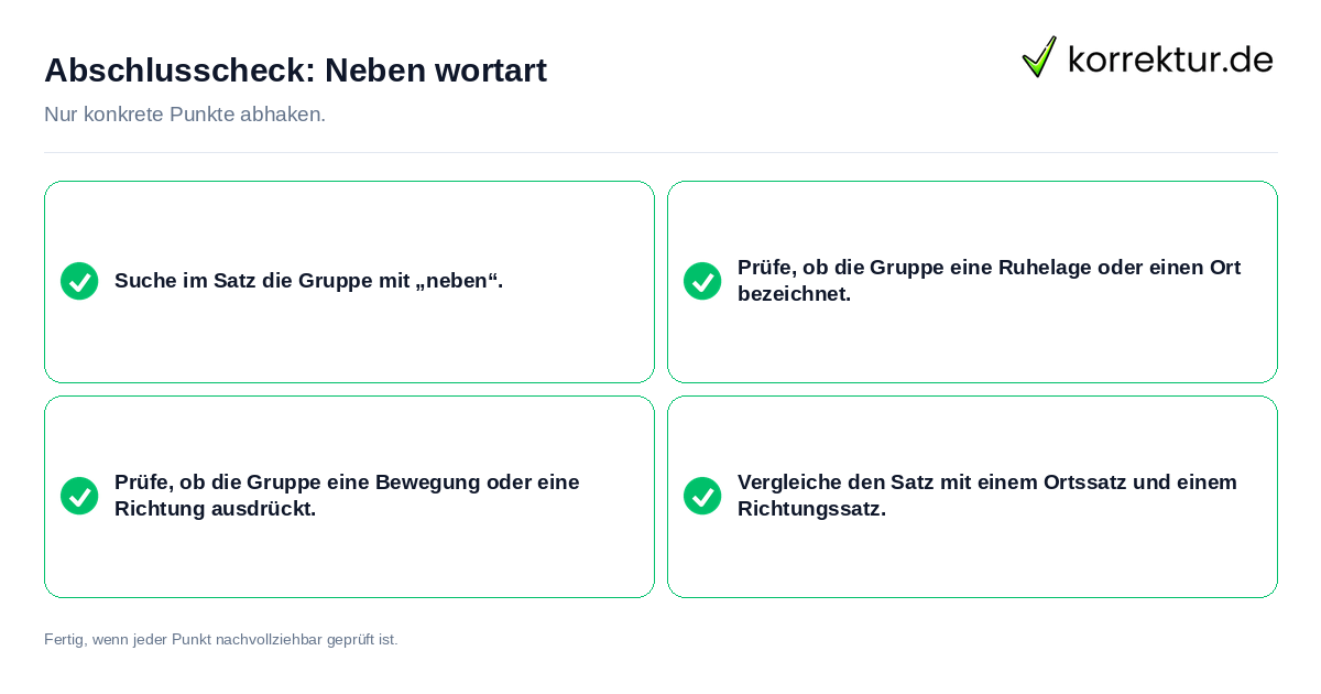 Konkreter Abschlusscheck zu Neben wortart