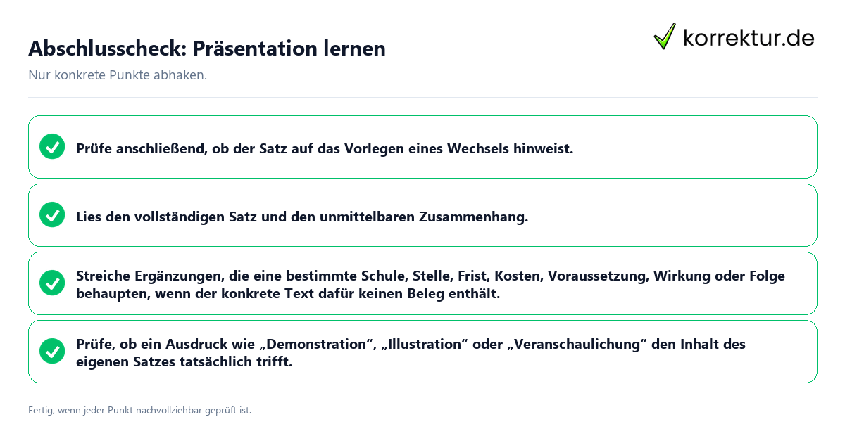 Konkreter Abschlusscheck zu Präsentation lernen