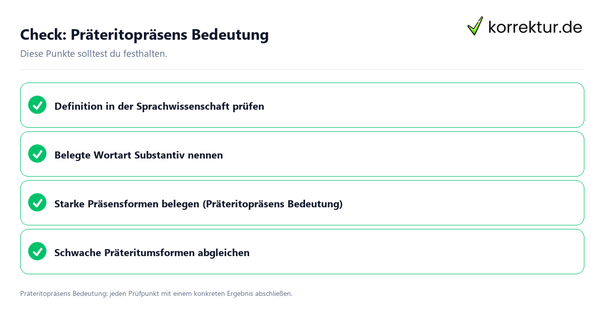 Präteritopräsens Bedeutung mit einer themenspezifischen Checkliste