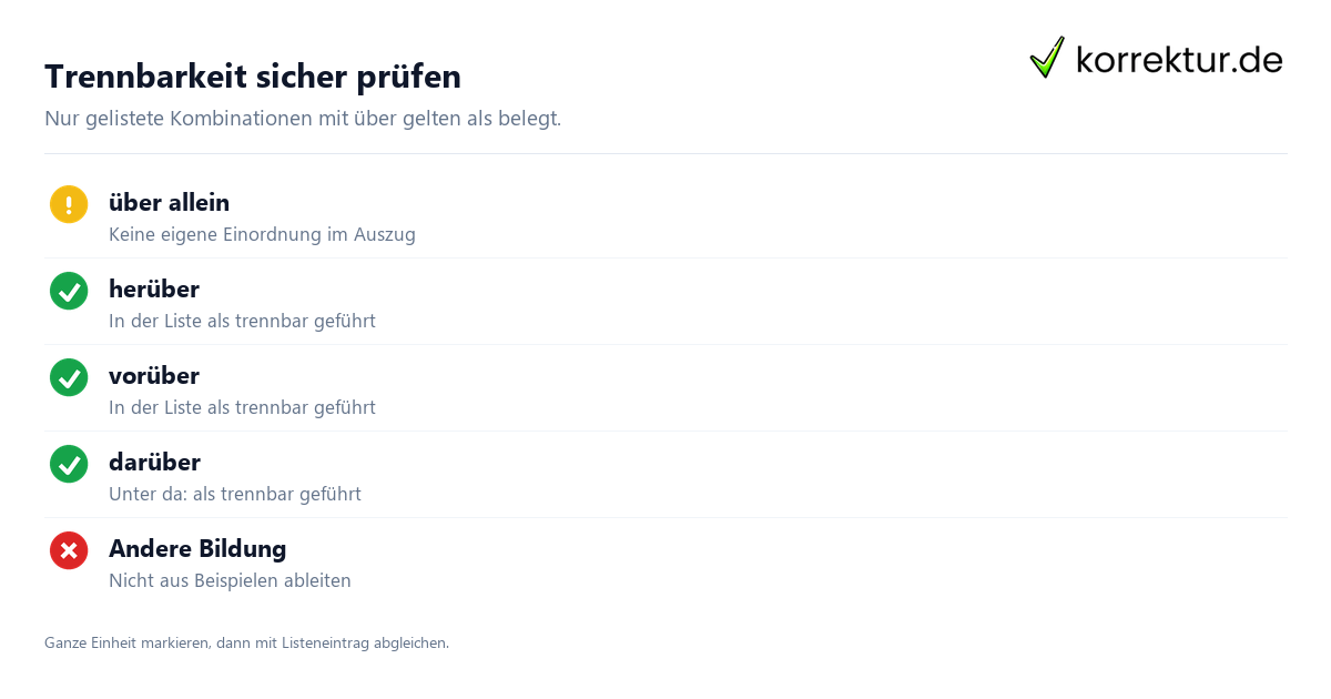 Trennbarkeit sicher prüfen Präfix über Trennbarkeit prüfen Checkliste